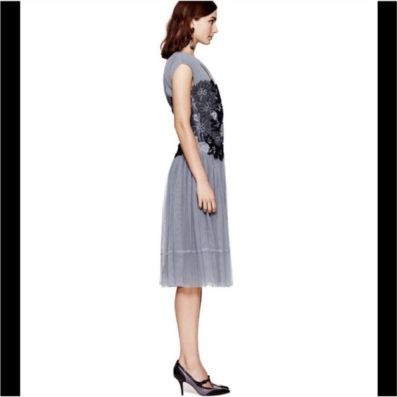 Tory Burch Faith Dress XS grey floral double lined midi sleeveless FLAW (bin G) - Picture 2 of 16
